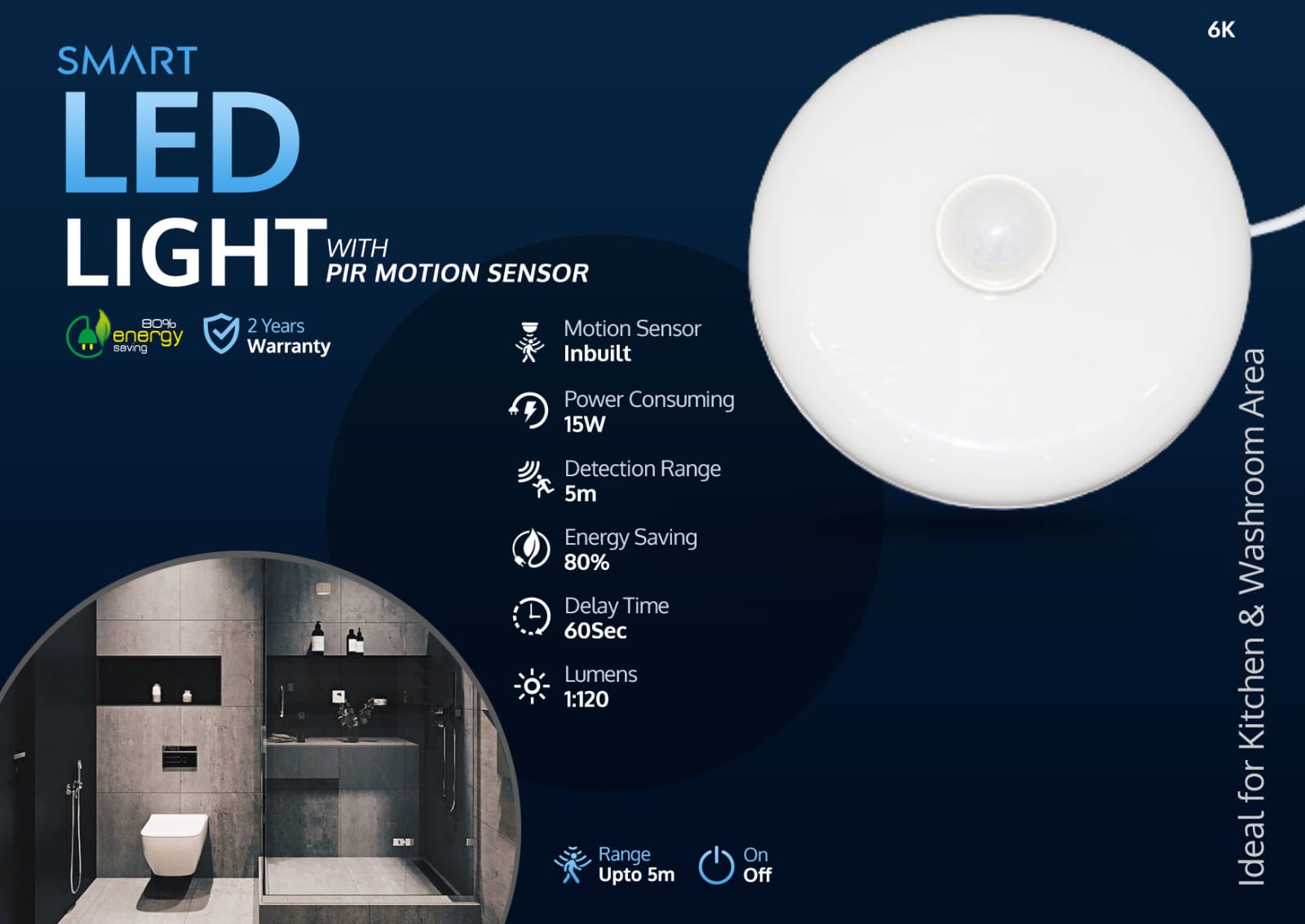 Smart LED Light with PIR Motion Sensor - starrbot