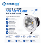 9W – Motion sensor COB Light – Movable, Auto dimming Cool White – 6500K