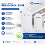StarrBot Automations 10W – Motion Sensor LED Bulkhead Light | Auto Dimming | Warm White -3000K | Energy Efficient