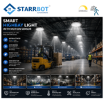 StarrBot Automations 100W – Motion Sensor LED Highbay Light | Auto Dimming | Cool White -6500K | Energy Efficient