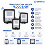 StarrBot Automations 100W – Motion Sensor LED Flood Light | Auto ON/0FF | Natural White -4000K | Energy Efficient