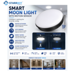 StarrBot Automations 15W – Motion Sensor LED Moon Light | Auto Dimming | Cool White -6500K | Energy Efficient