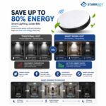 StarrBot Automations 20W – Motion Sensor LED Moon Light | Auto ON/Off | Warm White -3000K | Energy Efficient | Motion Sensor and Motion Sensor Lights