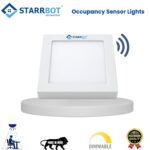 StarrBot Automations 15W – Occupancy Sensor Surface Panel Light Auto ON/Off Square Metal, Cool White – 6500K
