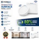 StarrBot Automations 15W – Occupancy Sensor Surface Panel Light Auto ON/Off Square Metal, Cool White – 6500K