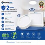 StarrBot Automations 15W – Occupancy Sensor Surface Panel Light Auto ON/Off Square Metal, Cool White – 6500K