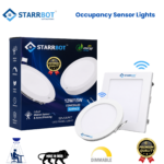 StarrBot Automations 15W – Occupancy Sensor Concealed Panel Light Auto dimming Square Metal, Natural White – 4000K