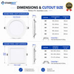 StarrBot Automations 15W – Occupancy Sensor Concealed Panel Light Auto dimming Square Metal, Natural White – 4000K