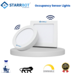 StarrBot Automations 22W – Occupancy Sensor Surface Panel Light Auto ON/Off Round Metal, Cool White – 6500K