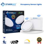StarrBot Automations 22W – Occupancy Sensor Surface Panel Light Auto ON/Off Round Metal, Cool White – 6500K