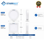StarrBot Automations 22W – Occupancy Sensor Surface Panel Light Auto ON/Off Round Metal, Cool White – 6500K