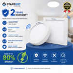 StarrBot Automations 22W – Occupancy Sensor Surface Panel Light Auto ON/Off Round Metal, Cool White – 6500K