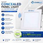 15W – Motion Sensor Concealed Panel Light Auto dimming Square Metal, Natural White – 4000K | Motion Sensor & Motion Sensor Lights