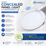 15W – Motion Sensor Concealed Panel Light Auto dimming Round Metal, Cool White – 6500K | 6 inch | Motion Sensor & Motion Sensor Lights