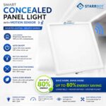15W – Motion Sensor Concealed Panel Light Auto dimming Square Plastic, Cool White – 6500K | Motion Sensor & Motion Sensor Lights