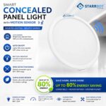 15W – Motion Sensor Concealed Panel Light Auto dimming Round Plastic, Cool White – 6500K | Motion Sensor & Motion Sensor Lights