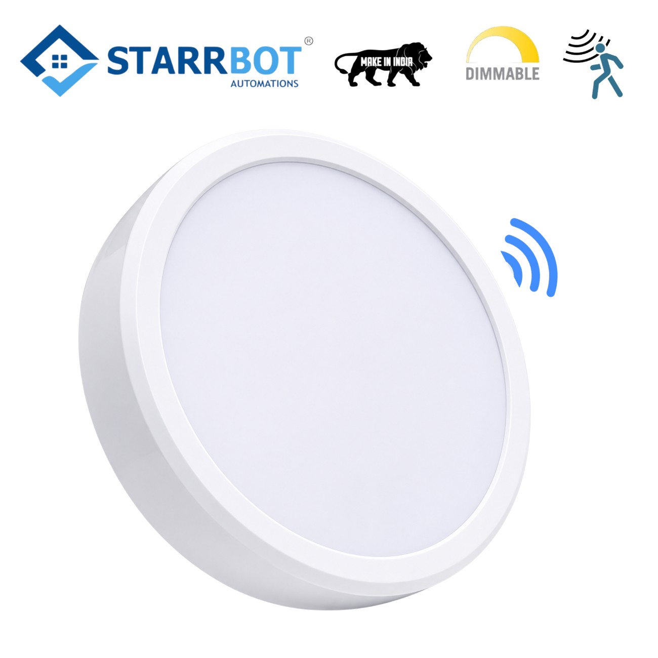 Starrbot motion sensor Surface panel light Round Plastic
