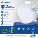 15W – Motion Sensor Surface Panel Light Auto dimming Round Plastic, Cool White – 6500K | 6 Inch