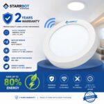 22W – Motion Sensor Surface Panel Light Auto dimming Round Metal, Warm White – 3000K  | Motion Sensor & Motion Sensor Lights