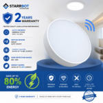 22W – Motion Sensor Surface Panel Light Auto dimming Round Plastic, Warm White – 3000K | Motion Sensor & Motion Sensor Lights