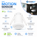 Starrbot PIR Motion Sensor S-24 A | Round | Auto On Off | PC Body